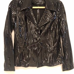 Short checkered black shimmer jacket